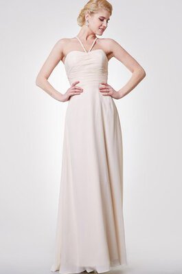 Robe de soirée en chiffon dénudé ruché avec sans manches a-ligne