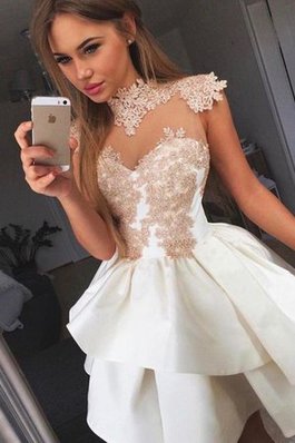 Robe fête de la rentrée captivant avec sans manches a-ligne de princesse en satin