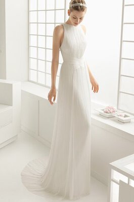 Abito da Sposa Anello Senza Maniche Semplice con Increspato Elegante con Festone