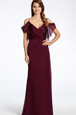 A-Linie Spaghetti Träger rückenfreies Chiffon bodenlanges Brautjungfernkleid