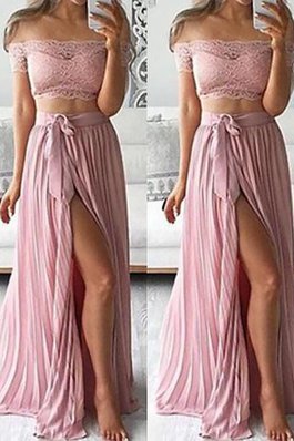 Robe de soirée chic ligne a jusqu'au sol 2 pice en chiffon