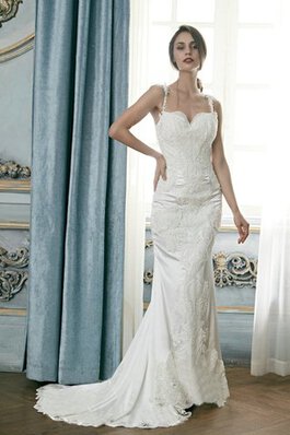 Robe de mariée avec zip manche nulle séduisant modeste majestueux