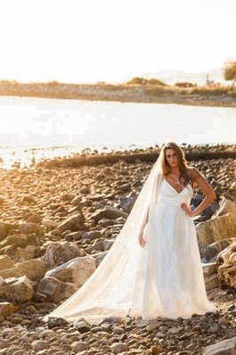 Robe de mariée a-ligne fermeutre eclair a plage v encolure jusqu'au sol