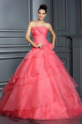 Empire Taille Ärmelloses Formelles Quinceanera Kleid mit Blume mit Rücken Schnürung