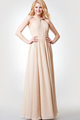 Robe demoiselle d'honneur romantique avec zip a-ligne avec ruban manche nulle