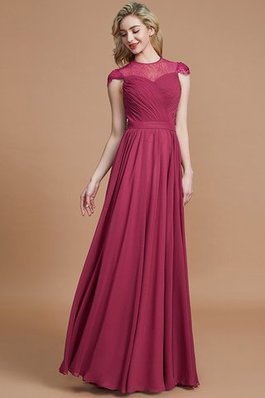 Normale Taille A-Linie Chiffon Kurze Ärmeln Brautjungfernkleid mit Schaufel Ausschnitt
