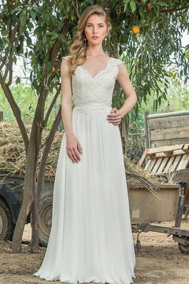 Robe de mariée simple longueur au ras du sol v encolure a-ligne