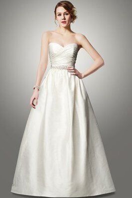 Abito da Sposa con Nastro con Perline con Fiocco Cerniera A-Line in Taffeta