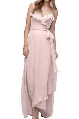 A-Line Chiffon Ärmelloses romantisches informelles Brautjungfernkleid mit Rüschen