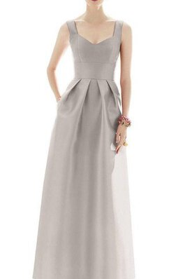 Satin plissiertes a linie bodenlanges langes Brautjungfernkleid