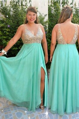 Robe de bal de tour de ceinture empire avec chiffon avec perle a-ligne de col en v