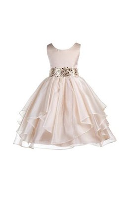 Robe de cortège enfant eclaté en organza avec gradins avec perle ceinture