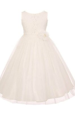 Robe de cortège enfant naturel de princesse en tulle avec ruban avec fleurs