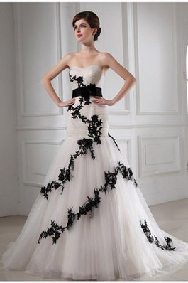 Abito da Sposa Cuore con Applique Senza Maniche con Perline Allacciato