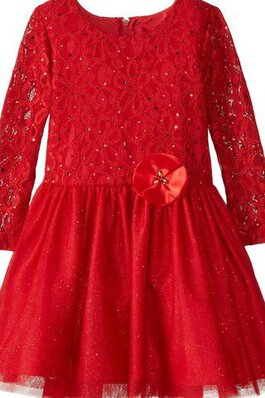 Robe de cortège enfant plissage bref avec zip avec manche longue en tissu pailleté