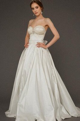 Robe de mariée de traîne moyenne bandouliere spaghetti longueur au ras du sol avec perle