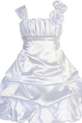 Robe de cortège enfant plissage encolure en carré fermeutre eclair en taffetas de lotus