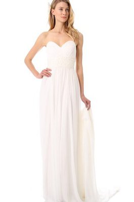 Robe de mariée décontracté avec chiffon avec sans manches ceinture au bord de la mer