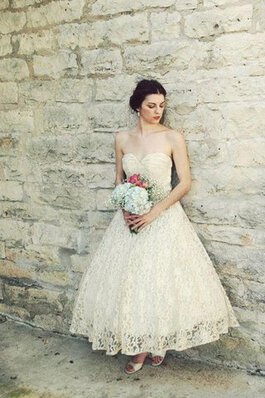 Abito da Sposa Alla Caviglia Elegante Cerniera Formale E Informale in Pizzo mini