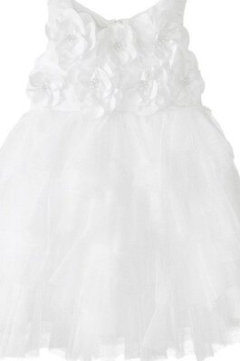 Robe de cortège enfant avec fleurs avec nœud ligne a textile en tulle manche nulle