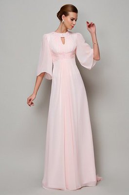 Robe mère de mariée longue avec manche 1/2 de col haut avec perle avec chiffon