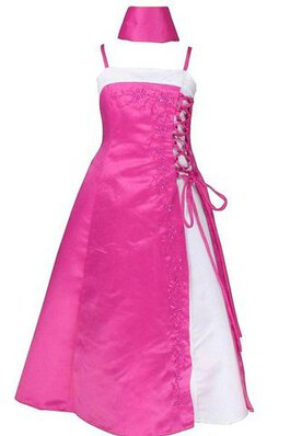 Robe de cortège enfant pailleté cordon decoration en fleur bandouliere spaghetti jusqu'au sol