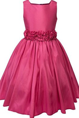 A linie Bateau Ausschnitt plissiertes knöchellanges Blumenmädchenkleid aus Taft