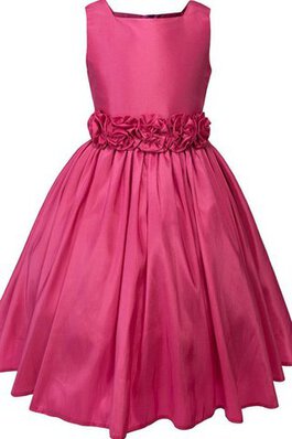 Abito da Cerimonia Bambini in Taffeta Cerniera A-Line largo Senza Maniche con Fiore