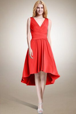Hoch niedrig Chiffon Ärmelloses A-Line prächtiges schlichtes Brautjungfernkleid