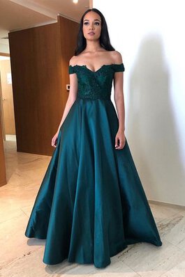 Gute Qualität Normale Taille Satin Ballkleid ohne Träger mit Spitze