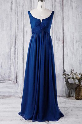 Sencillo Vestido de Dama de Honor en Gasa de Cola Barriba de Largo de Imperio Cintura
