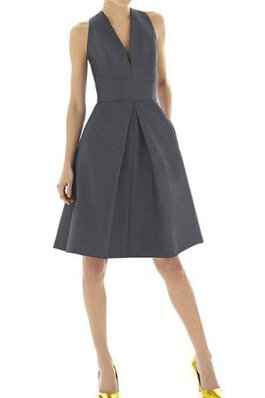 Satin A-Line plissiertes mini knielanges Brautjungfernkleid