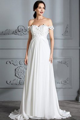 Robe de mariée simple longueur au ras du sol au bord de la mer epaule nue a-ligne