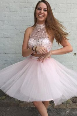 Vestido de 15 años de Corte princesa de Abalorio de Escote con cuello Alto