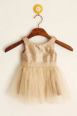 Robe de cortège enfant longue avec zip de princesse manche nulle encolure ronde