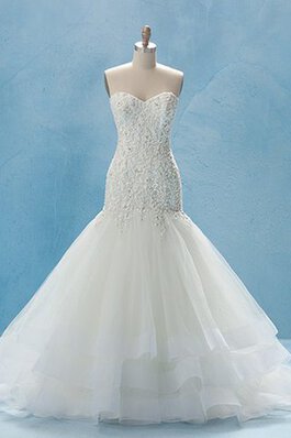 Robe de mariée sexy simple fourreau avec bijoux en organza de sirène