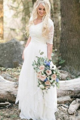 Abito da Sposa A Terra conservatore Vintage Elegante Semplice con Piega