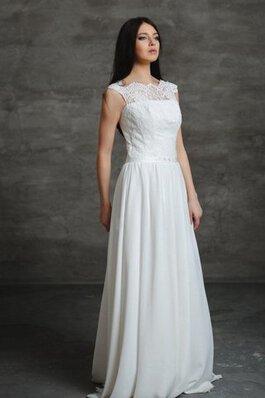 Abito da Sposa in pizzo Naturale in Chiffon con Perline Buco Della Serratura Schiena A Terra