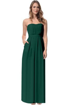 Robe demoiselle d'honneur long poches avec chiffon de bustier