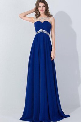 Bateau kurze Ärmeln A-Linie Chiffon Abendkleid mit Schlüsselloch Rücken mit Empire Taille