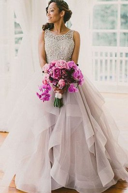 Robe de mariée simple avec perle en organza manche nulle de traîne courte