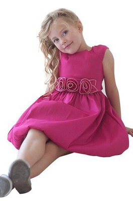 Robe de cortège enfant plissé a-ligne avec manche courte avec manche épeules enveloppants