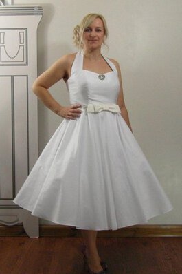 Robe de mariée ruché de lotus manche nulle en taffetas de dos nu