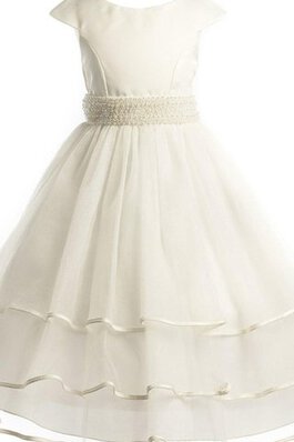 Abito da Cerimonia Bambini Ball Gown A Terra A-Line con Perline in Tulle Cappellino