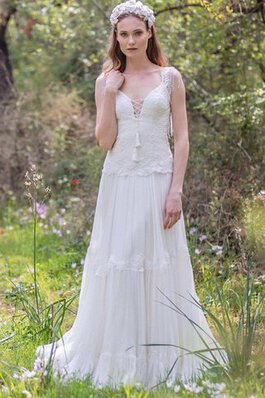 Robe de mariée simple plissage classique jusqu'au sol appliques