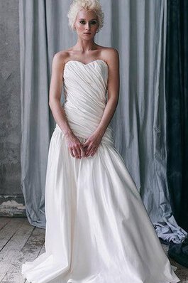 Robe de mariée naturel manche nulle ruché en satin fermeutre eclair