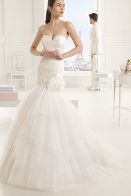 Robe de mariée attirent avec gradins sans ceinture de col en cœur avec sans manches