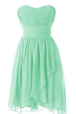 Abito da Damigella Cuore A-Line mini in Chiffon con Piega senza spalline