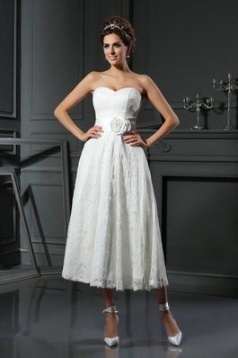 Robe de mariée vintage luxueux de tour de ceinture empire longueur mollet a-ligne