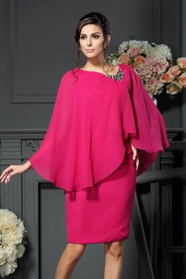 Normale Taille Knielanges Kurzes Brautmutterkleid ohne Ärmeln aus Chiffon